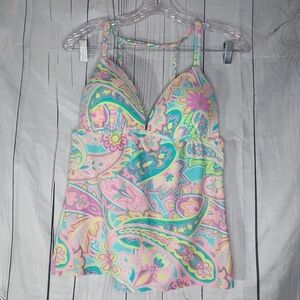 Red Camel Colorful Paisley Tankini Size L